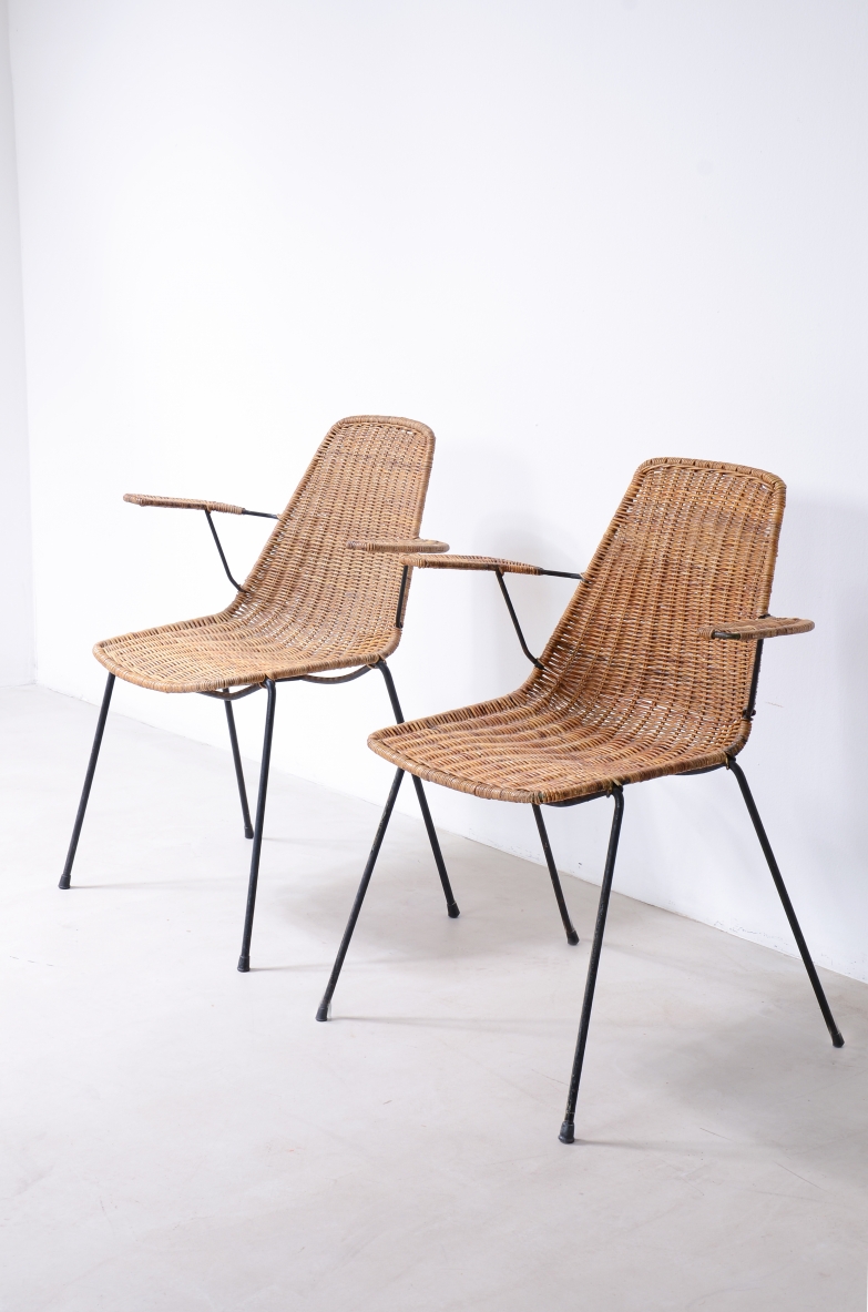 Sedie vintage in giunco di Franco Legler