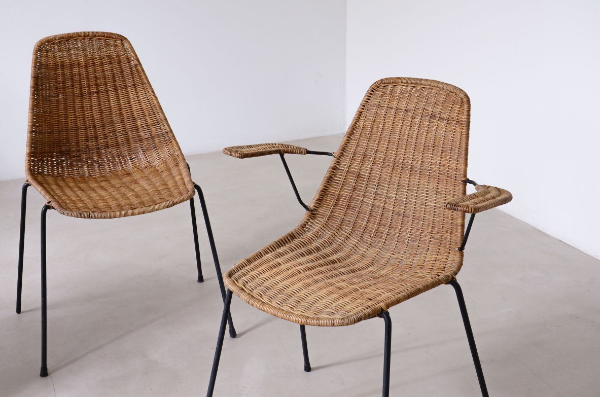Franco Legler  Rare set of two armchairs and four 