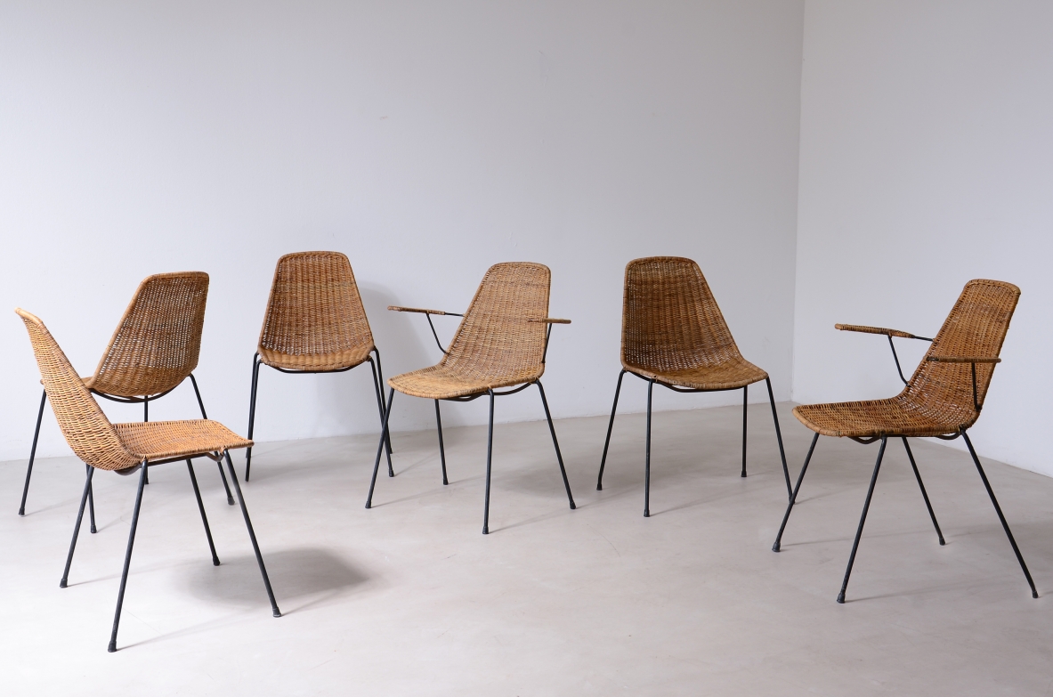 Franco Legler  Rare set of two armchairs and four 