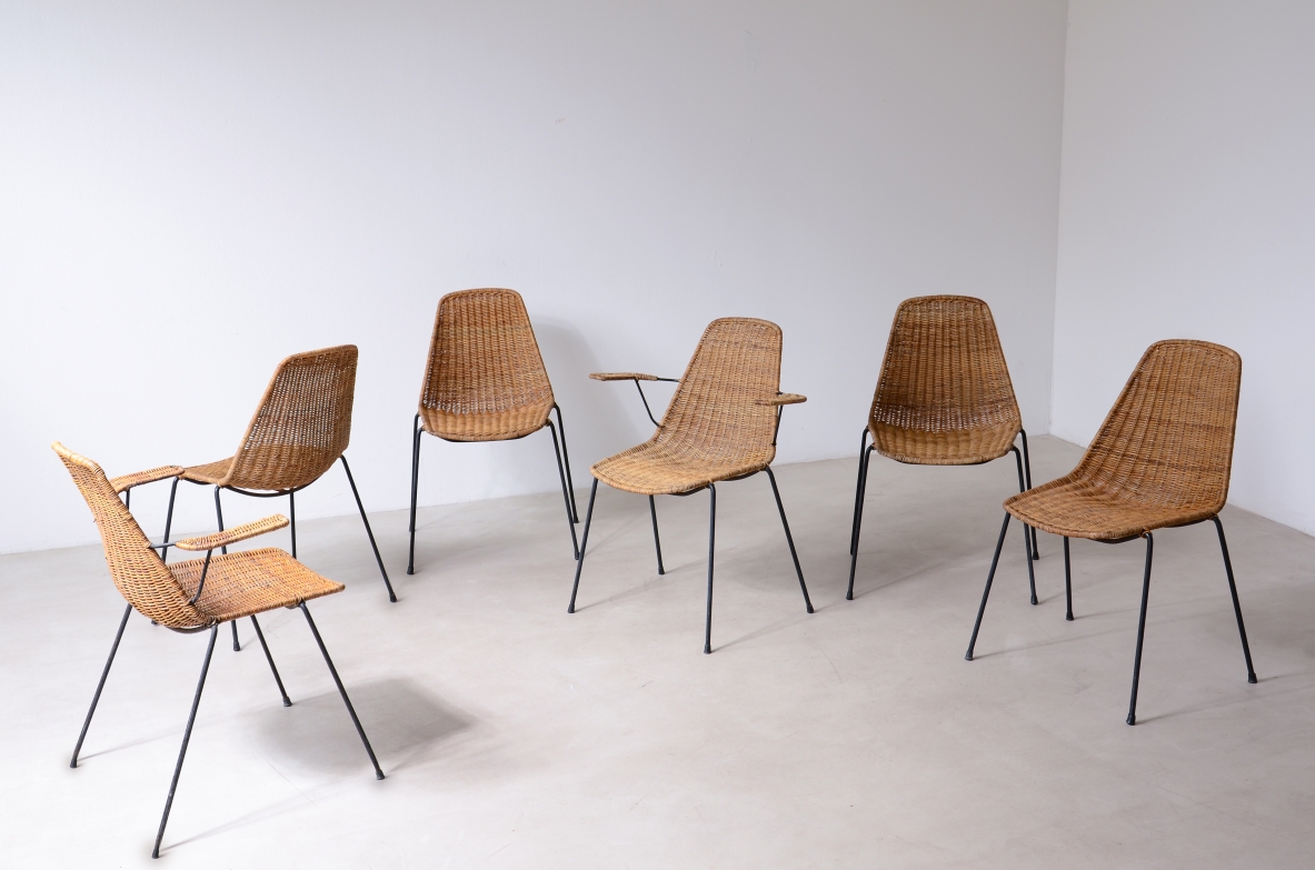 Franco Legler  Rare set of two armchairs and four 