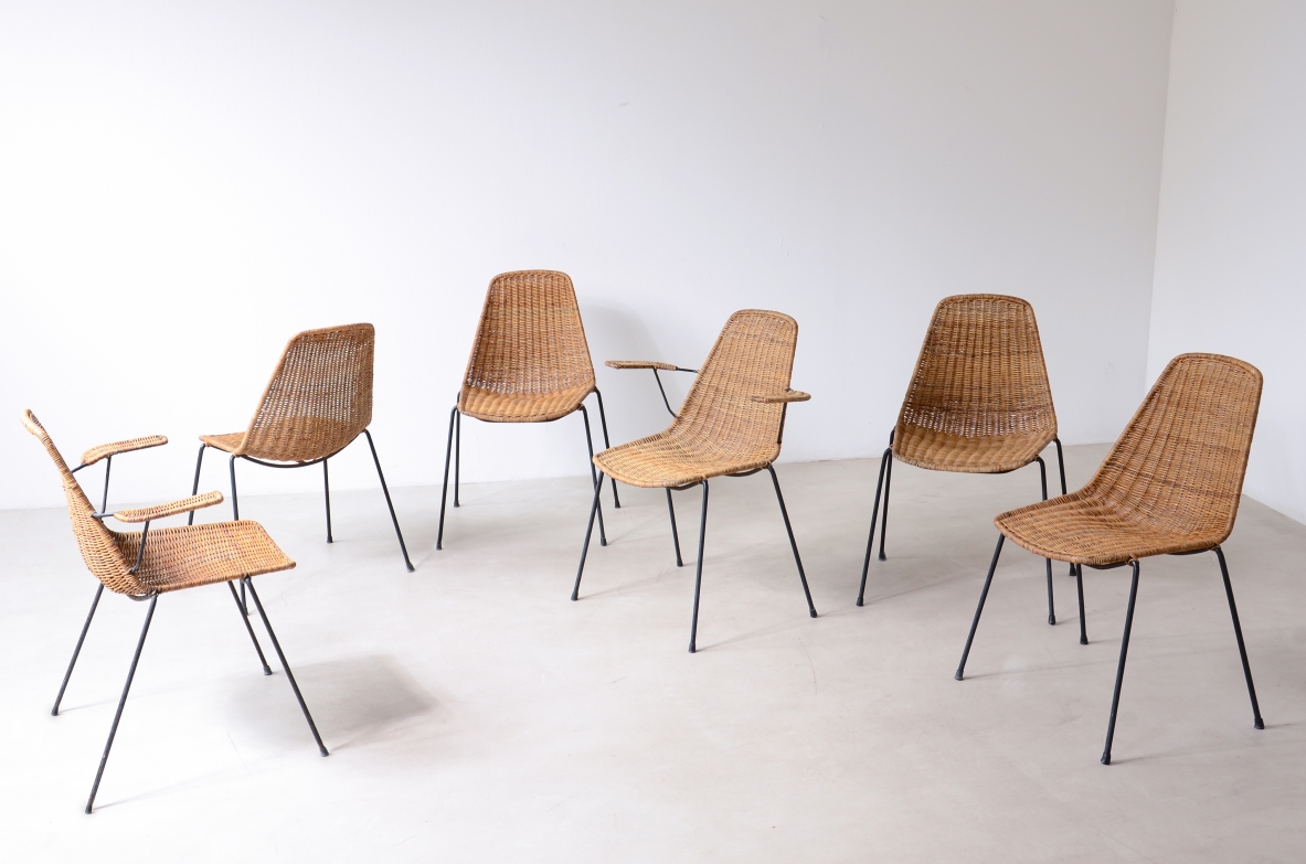 Franco Legler  Rare set of two armchairs and four 