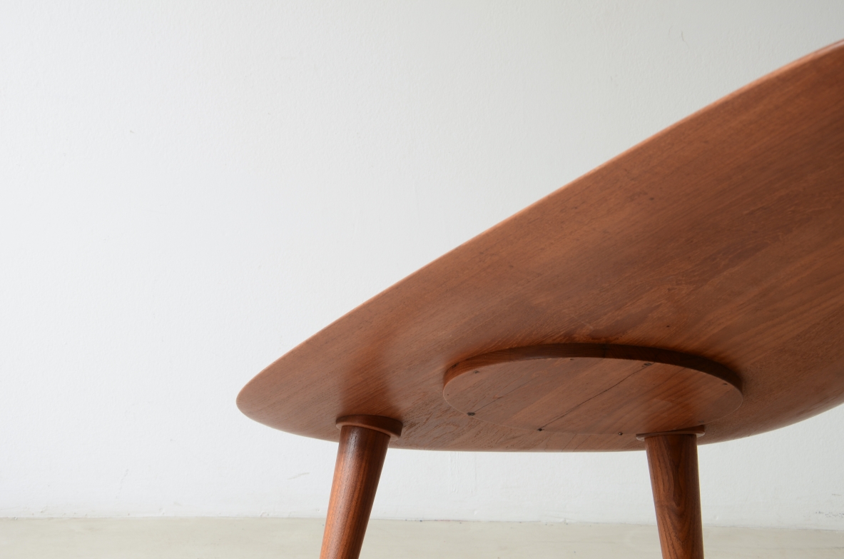 1950's  large coffee table with an organically shaped solid wood top