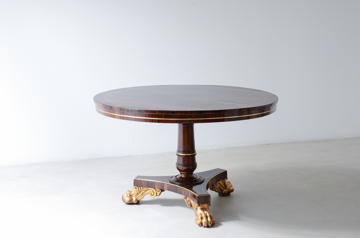 antique table with gold-gilded feet, Lucca, First Empire, ca. 1820.
