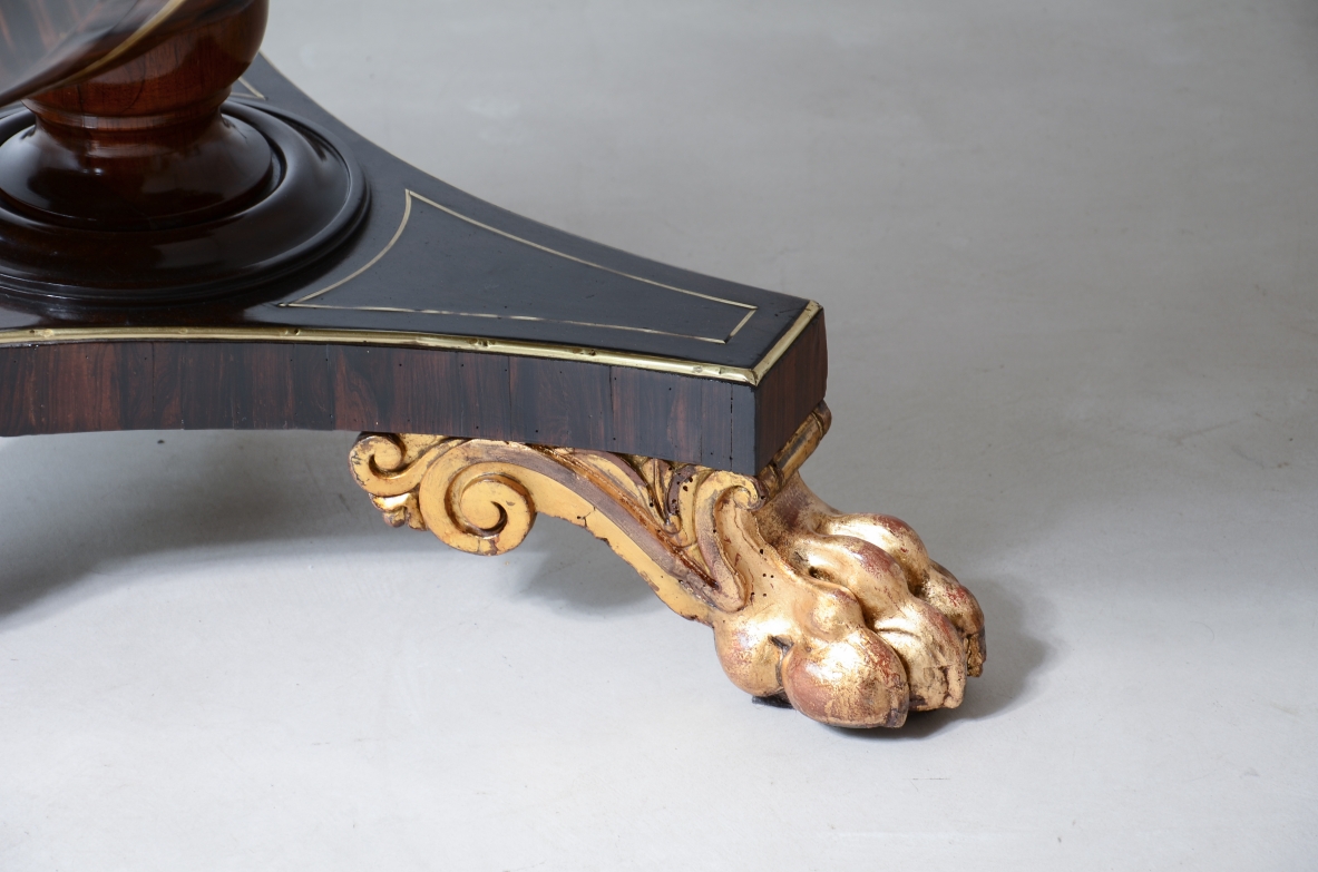 antique table with gold-gilded feet, Lucca, First Empire, ca. 1820.