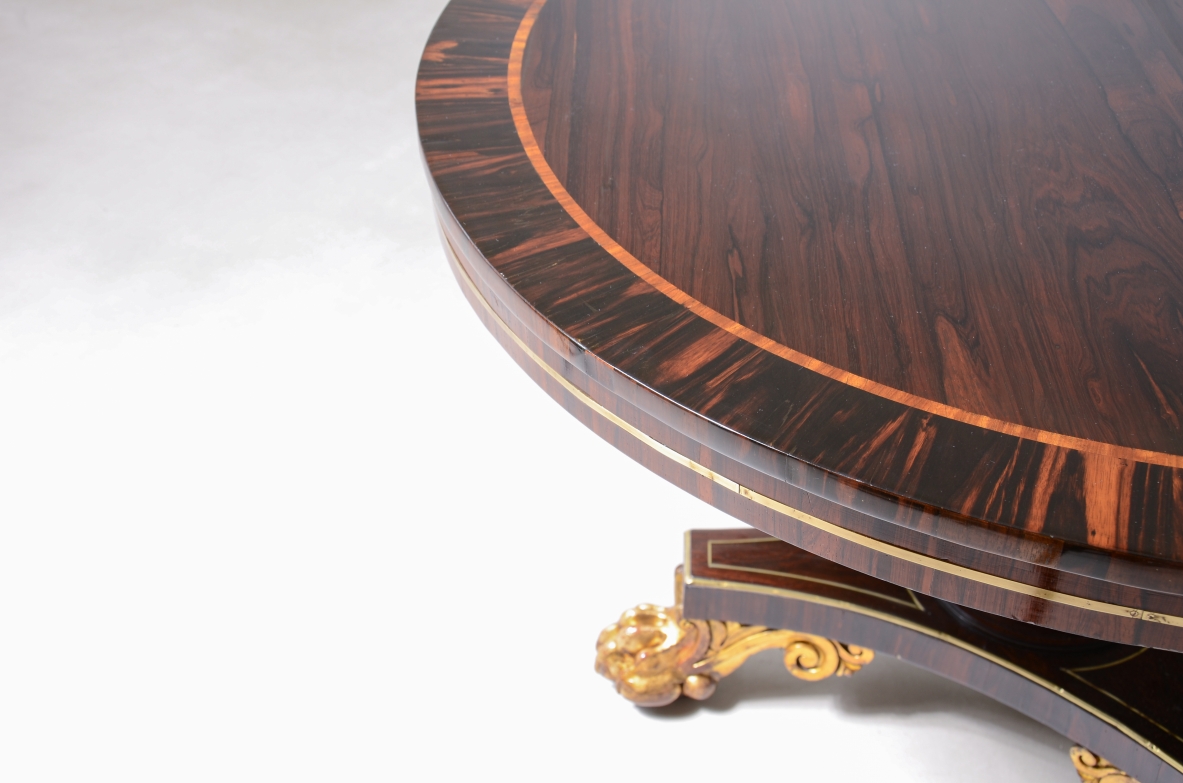 antique table with gold-gilded feet, Lucca, First Empire, ca. 1820.
