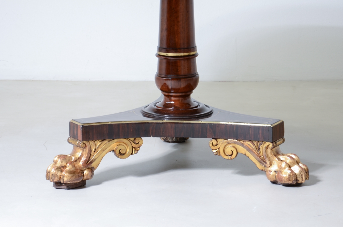 antique table with gold-gilded feet, Lucca, First Empire, ca. 1820.
