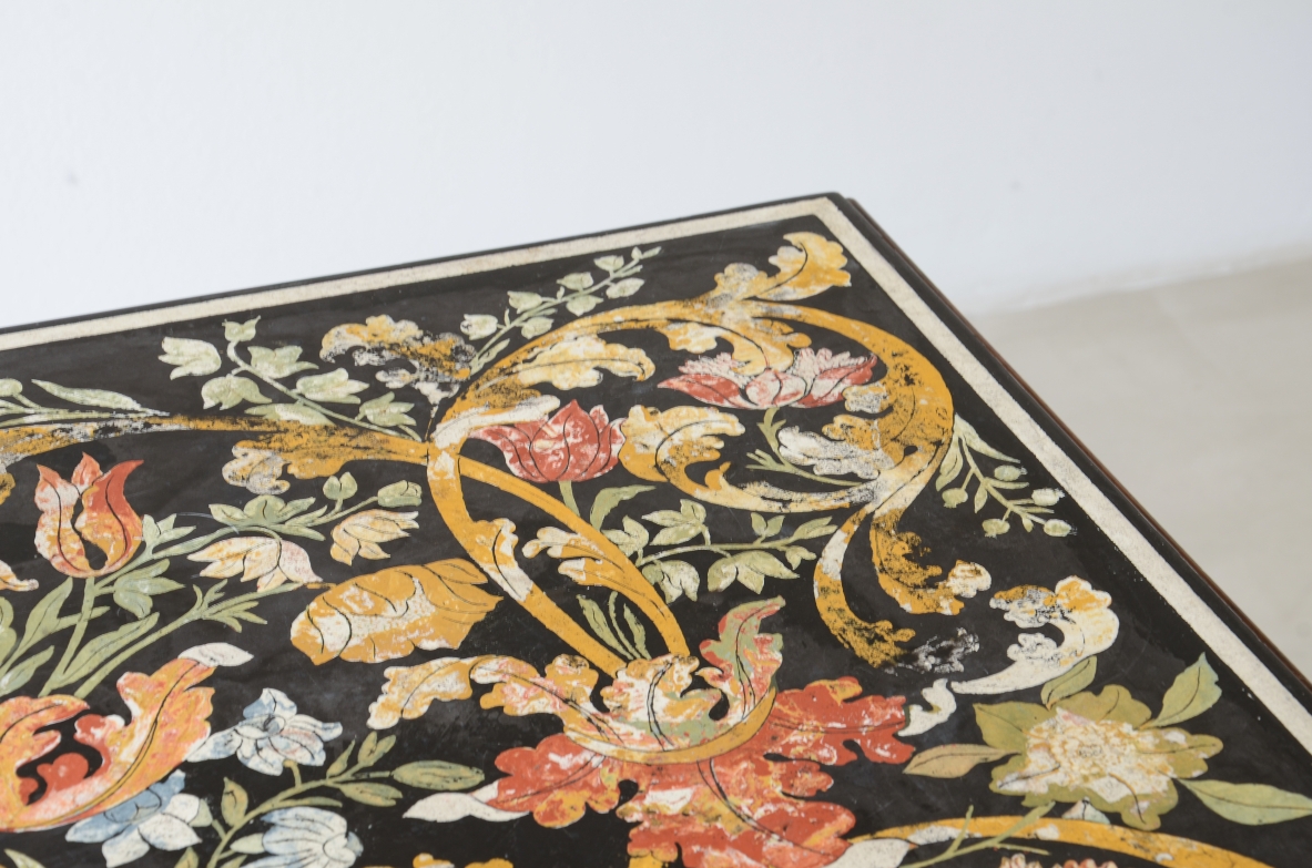 Stunning table with a rectangular polychrome scagliola top,ca. 1700-1730.