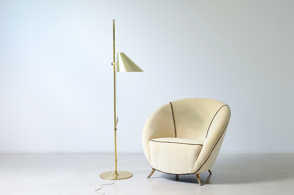 Hans-Agne Jakobsson. Two modernist brass floor lamps, Sweden, 1960.