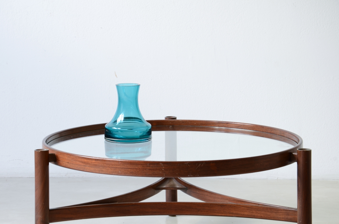 Gianfranco Frattini, Large bentwood coffee table with three turned leg. Cassina manufacture