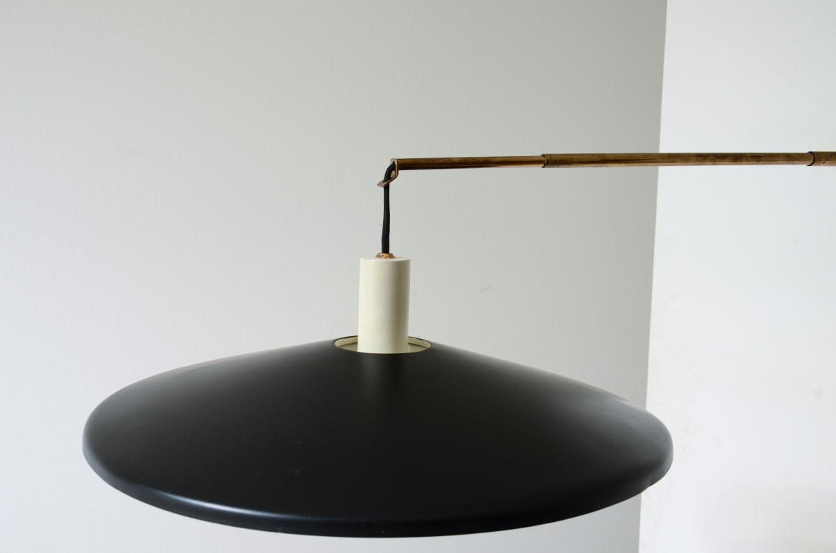 Franco Buzzi, wall lamp with extendable brass arm. Stilnovo 1950's