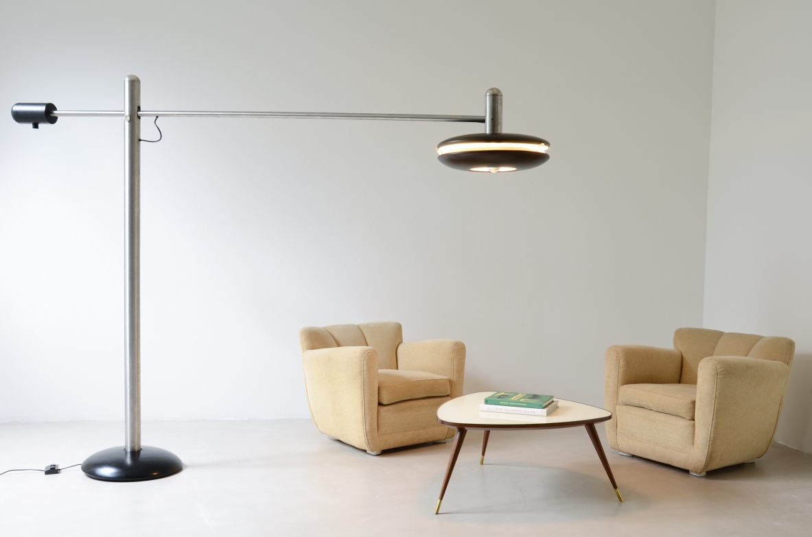 Selenova 1972 lampada da terra in acciaio e metallo laccato di grandi dimensioni
