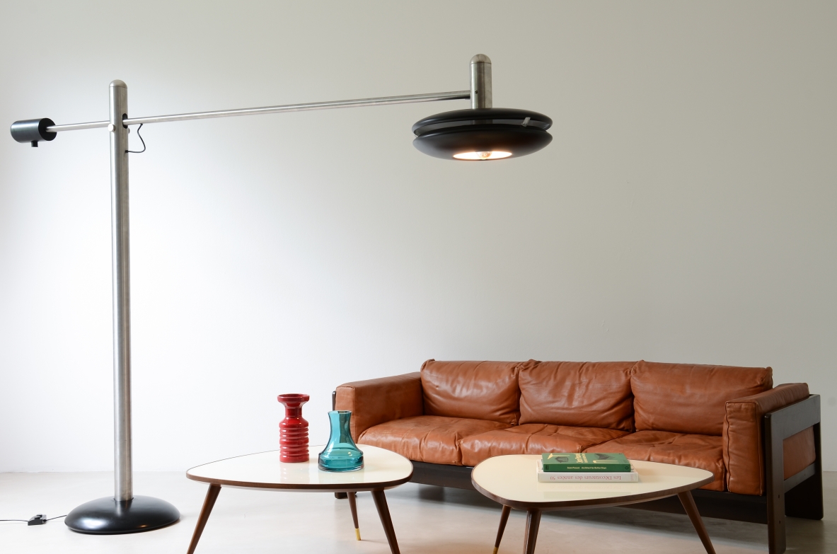 Selenova 1972 lampada da terra in acciaio e metallo laccato di grandi dimensioni