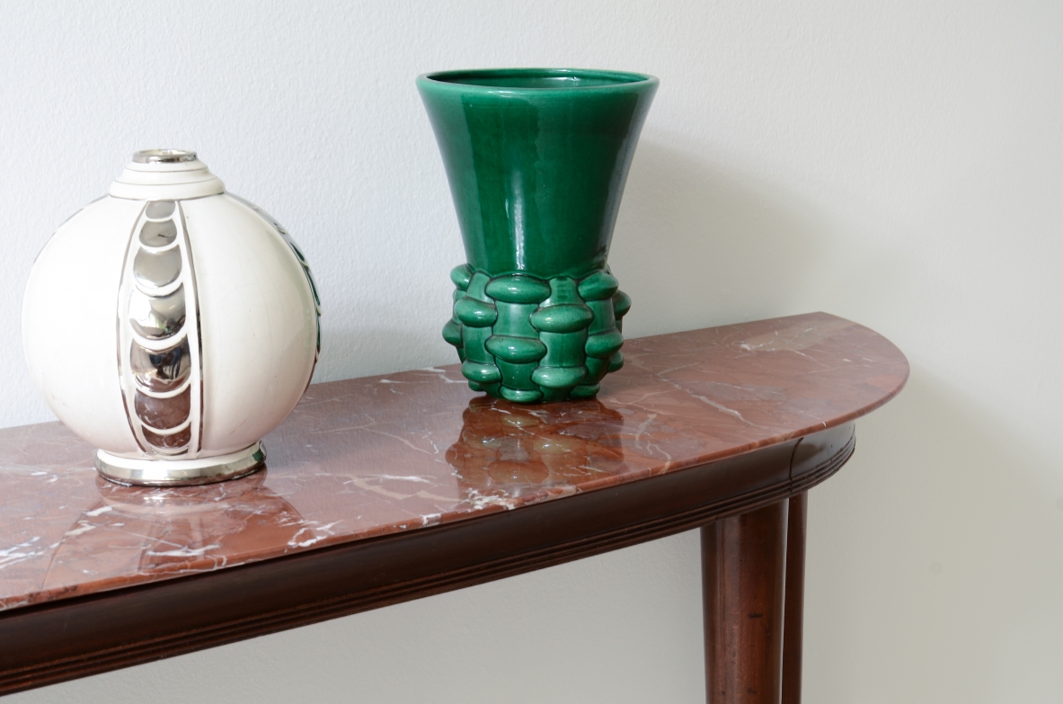 Paolo Buffa Elegante console in mogano con piano in marmo 1940