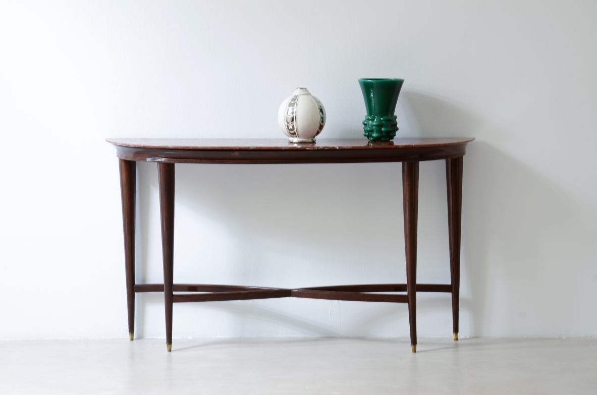 Paolo Buffa Elegante console in mogano con piano in marmo 1940