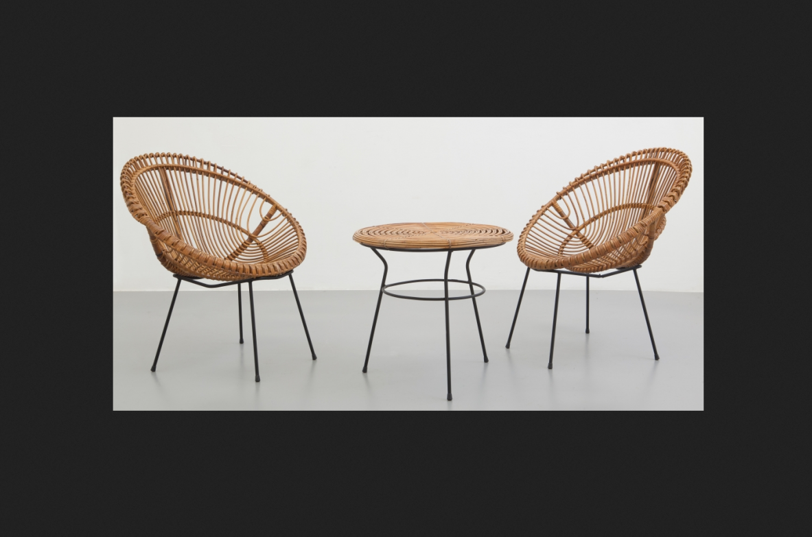 Salotto in vimini originale anni 1960ca.