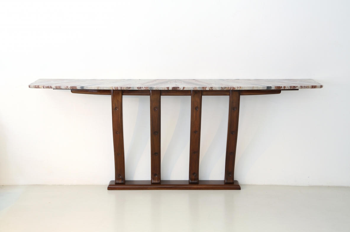 Console vintage con piano in marmo design Architetto Greppi