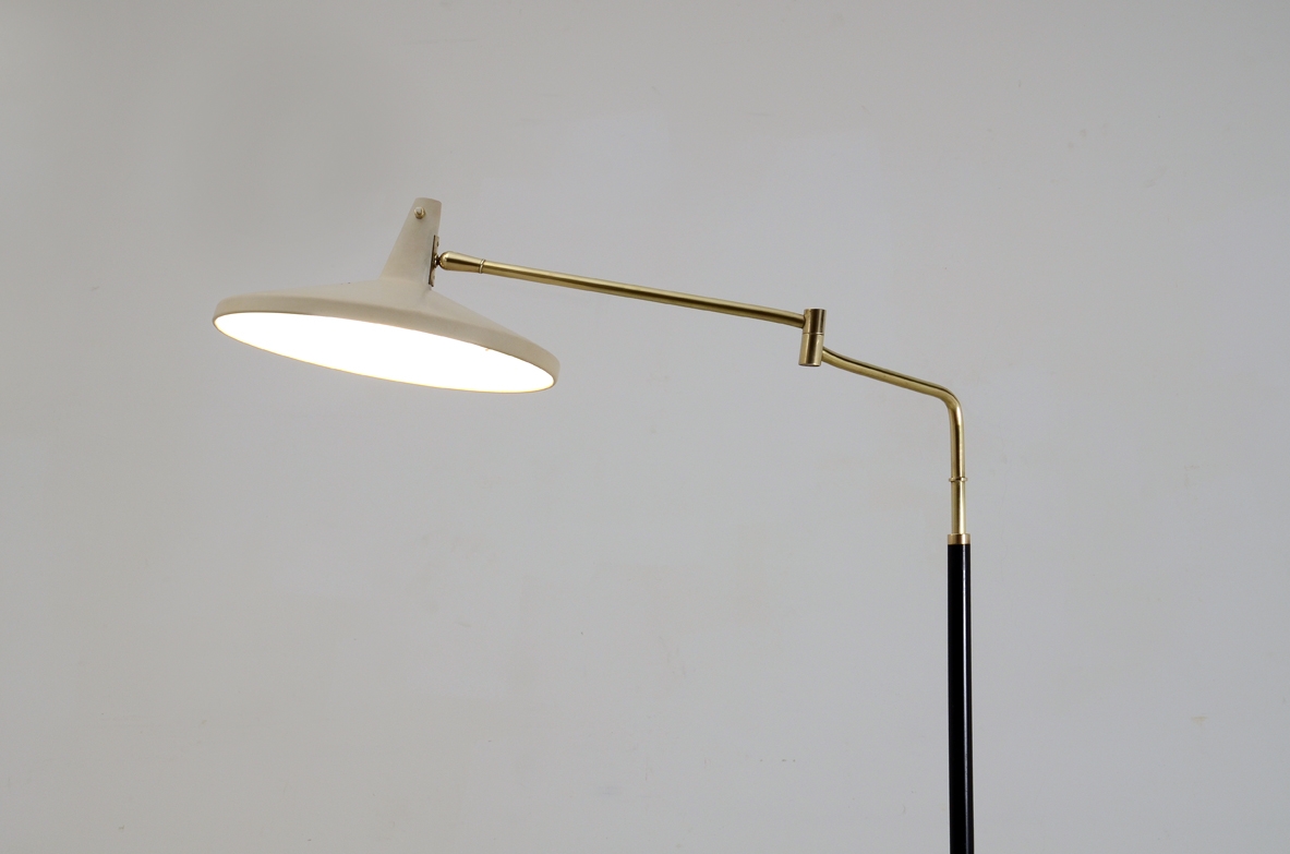 Stilnovo, floor lamp in metal and brass, Italy 1955