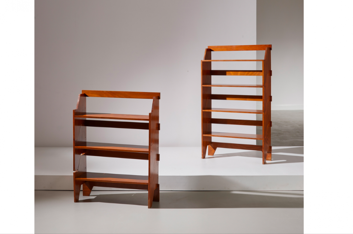 Coppia di librerie modulari in legno di faggio