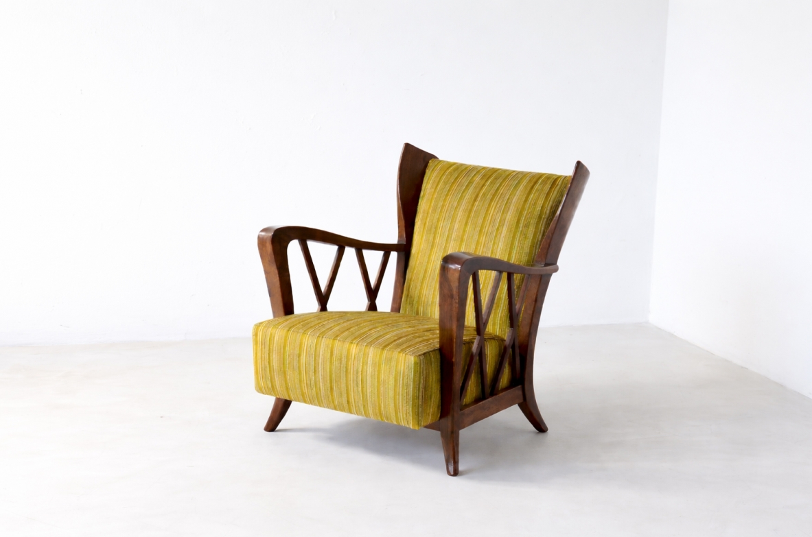 Maurizio Tempestini (1908-1960)  Elegante poltrona in rovere con disegno mosso  1940 ca.