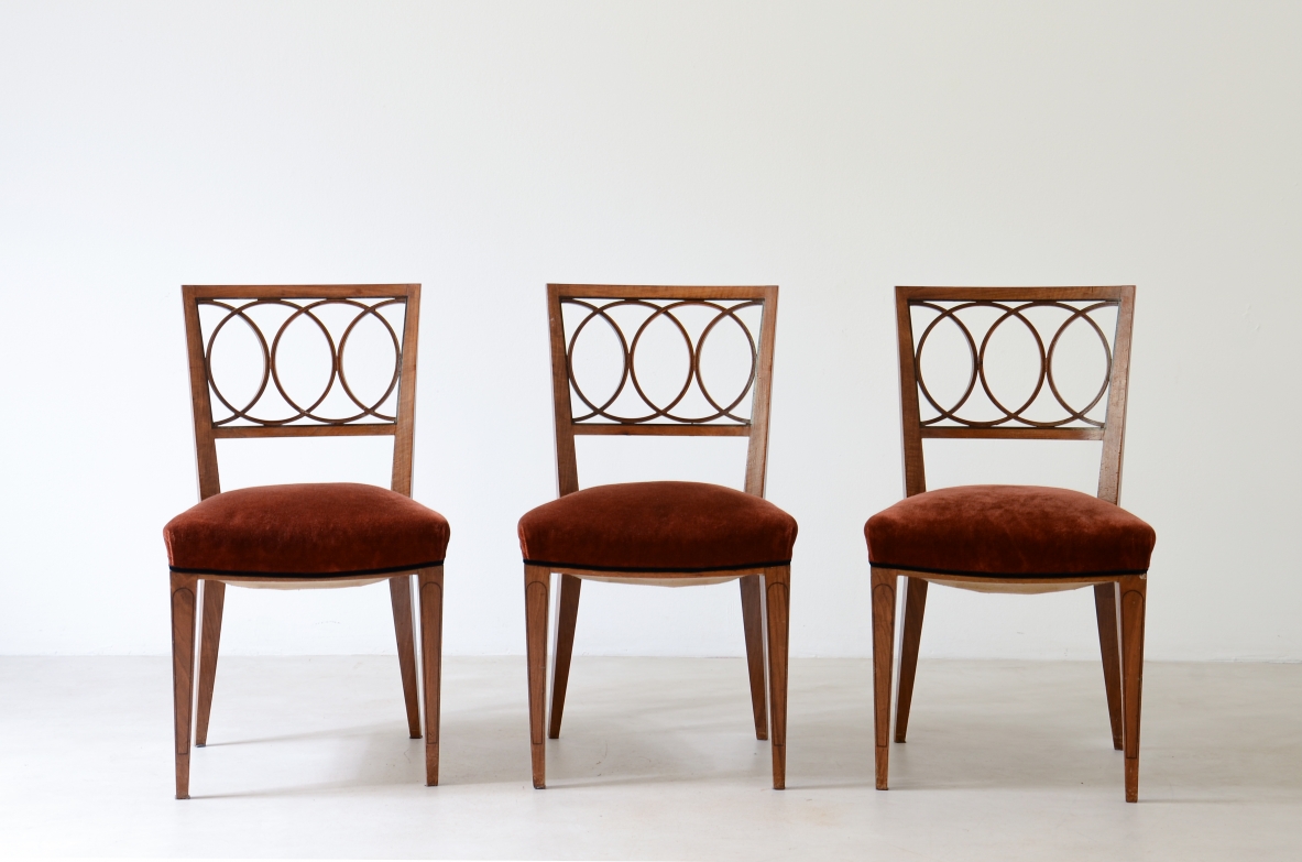 Paolo Buffa  8 eleganti sedie in noce. Manifattura Lietti 1930.  Provenienza Gio Ponti 1933/1938 