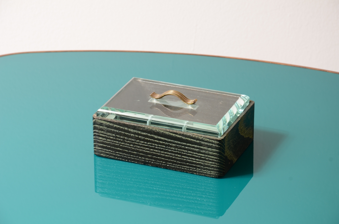 Pietro chiesa card holder box in wood an cut crystal
